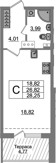 Студия 31 м<sup>2</sup> на 5 этаже Студия 31 м<sup>2</sup> на 5 этаже