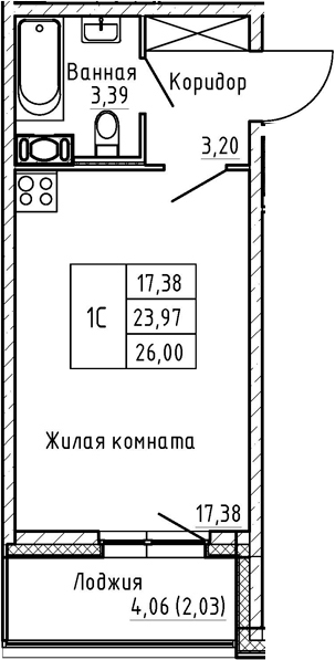 Студия 28 м<sup>2</sup> на 5 этаже Студия 28 м<sup>2</sup> на 5 этаже