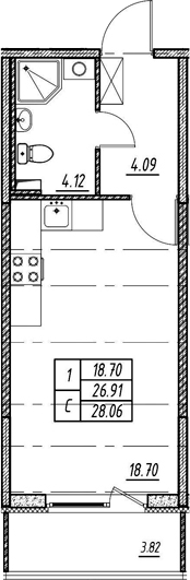 Студия 30 м<sup>2</sup> на 2 этаже Студия 30 м<sup>2</sup> на 2 этаже