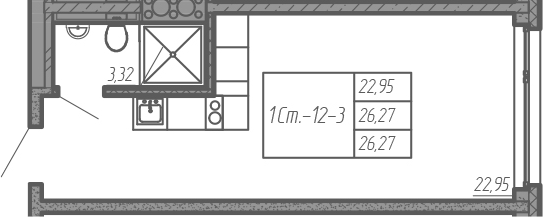 Студия 26 м<sup>2</sup> на 13 этаже Студия 26 м<sup>2</sup> на 13 этаже