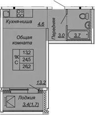 Студия 27 м<sup>2</sup> на 3 этаже Студия 27 м<sup>2</sup> на 3 этаже