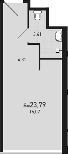 Студия 23 м<sup>2</sup> на 22 этаже Студия 23 м<sup>2</sup> на 22 этаже