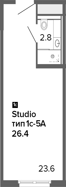 Студия 26 м<sup>2</sup> на 2 этаже Студия 26 м<sup>2</sup> на 2 этаже