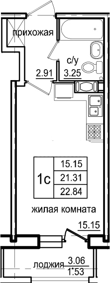 Студия 24 м<sup>2</sup> на 5 этаже Студия 24 м<sup>2</sup> на 5 этаже