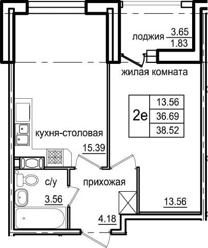 2-комнатная 40 м<sup>2</sup> на 5 этаже 2-комнатная 40 м<sup>2</sup> на 5 этаже