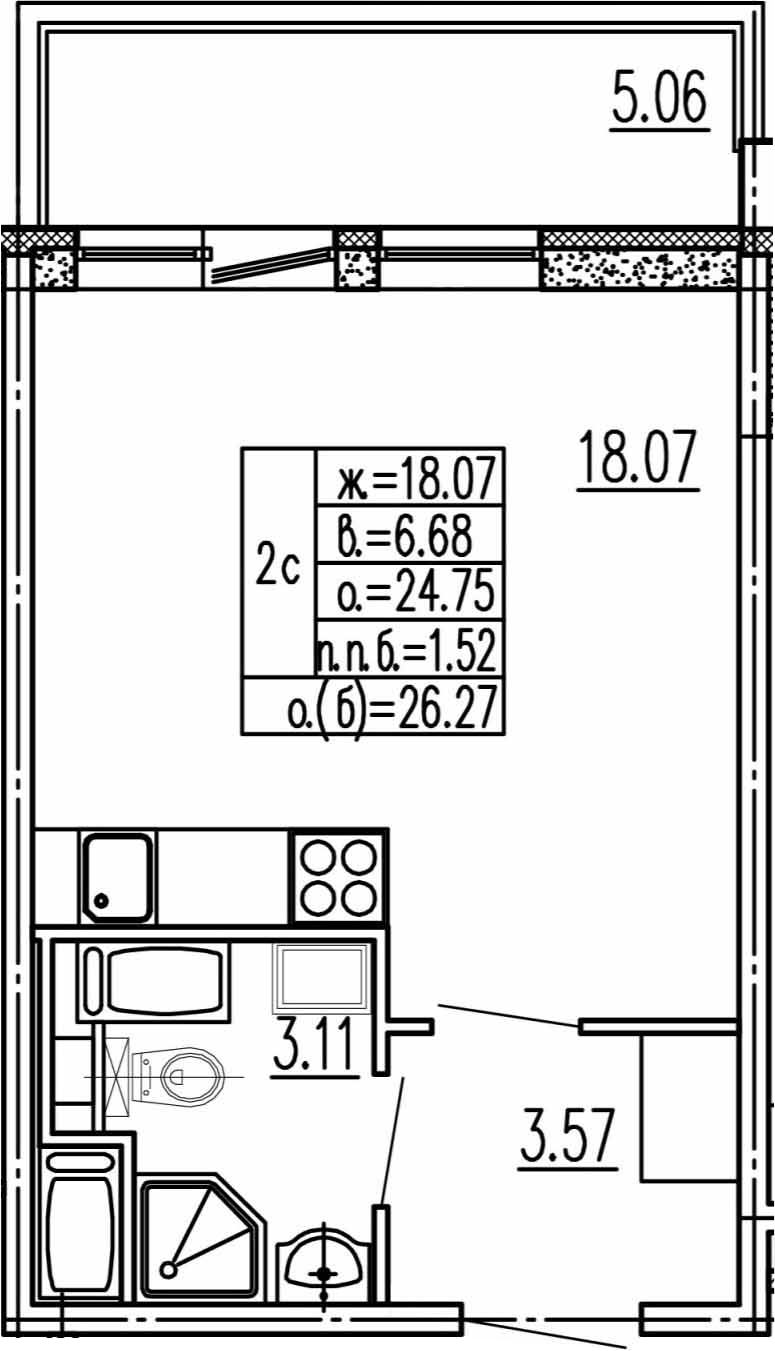 Студия 29 м<sup>2</sup> на 2 этаже Студия 29 м<sup>2</sup> на 2 этаже