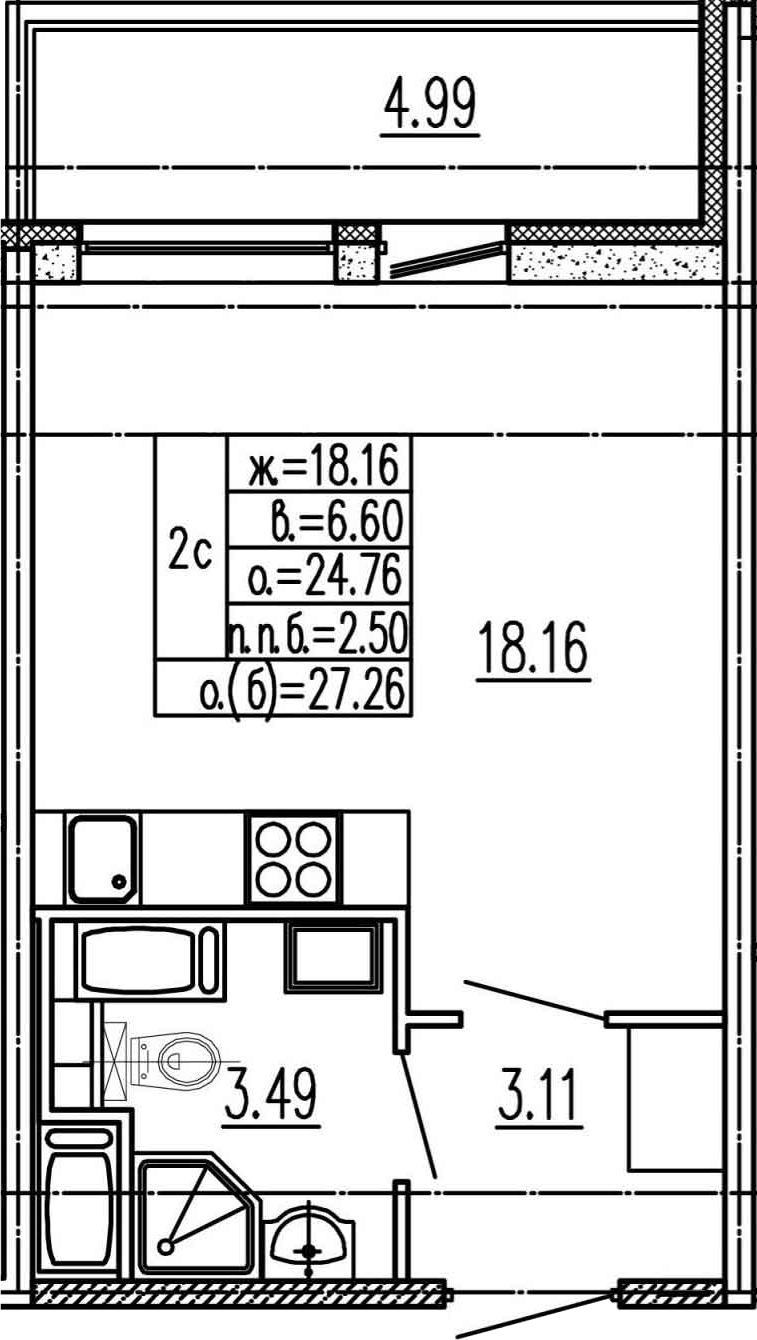 Студия 29 м<sup>2</sup> на 2 этаже Студия 29 м<sup>2</sup> на 2 этаже