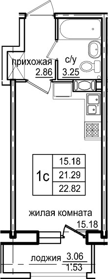 Студия 24 м<sup>2</sup> на 6 этаже Студия 24 м<sup>2</sup> на 6 этаже