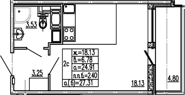 Студия 29 м<sup>2</sup> на 14 этаже Студия 29 м<sup>2</sup> на 14 этаже