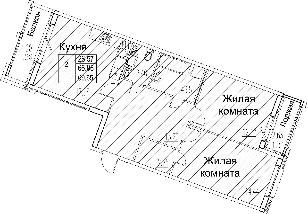 3-комнатная 73 м<sup>2</sup> на 7 этаже 3-комнатная 73 м<sup>2</sup> на 7 этаже