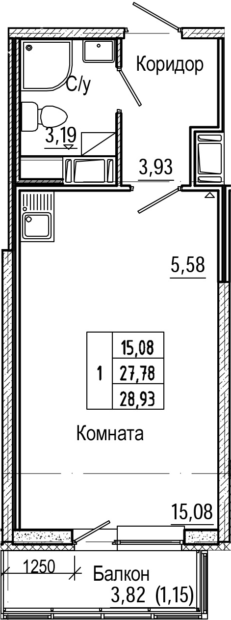 Студия 31 м<sup>2</sup> на 18 этаже Студия 31 м<sup>2</sup> на 18 этаже