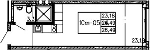 Студия 26 м<sup>2</sup> на 4 этаже Студия 26 м<sup>2</sup> на 4 этаже