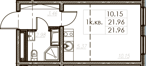 Студия 21 м<sup>2</sup> на 3 этаже Студия 21 м<sup>2</sup> на 3 этаже