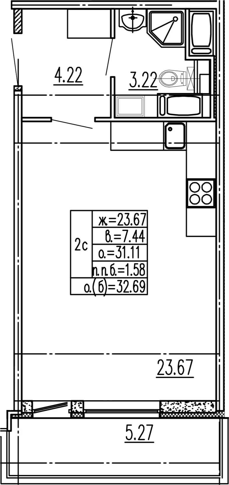 Студия 36 м<sup>2</sup> на 15 этаже Студия 36 м<sup>2</sup> на 15 этаже