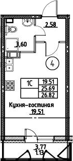 Студия 29 м<sup>2</sup> на 3 этаже Студия 29 м<sup>2</sup> на 3 этаже