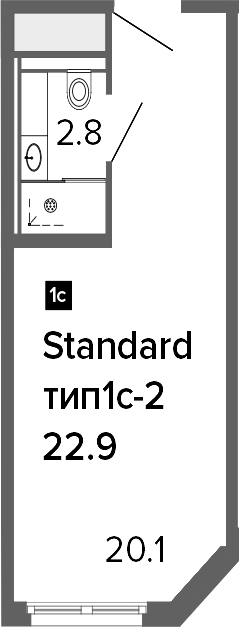 Студия 22 м<sup>2</sup> на 5 этаже Студия 22 м<sup>2</sup> на 5 этаже