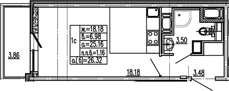 Студия 29 м<sup>2</sup> на 14 этаже Студия 29 м<sup>2</sup> на 14 этаже