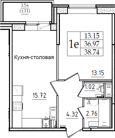 2-комнатная 40 м<sup>2</sup> на 10 этаже 2-комнатная 40 м<sup>2</sup> на 10 этаже