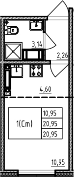 Студия 20 м<sup>2</sup> на 18 этаже Студия 20 м<sup>2</sup> на 18 этаже