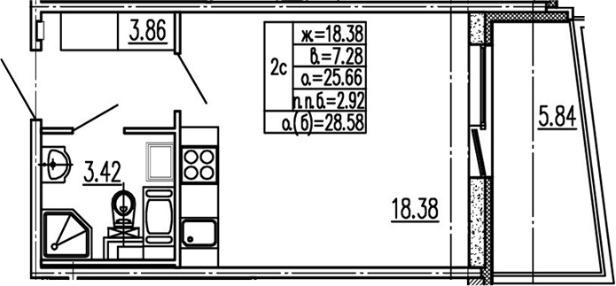 Студия 31 м<sup>2</sup> на 2 этаже Студия 31 м<sup>2</sup> на 2 этаже