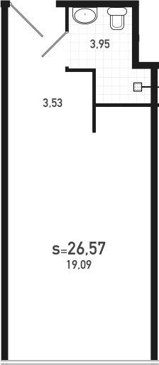 Студия 26 м<sup>2</sup> на 22 этаже Студия 26 м<sup>2</sup> на 22 этаже