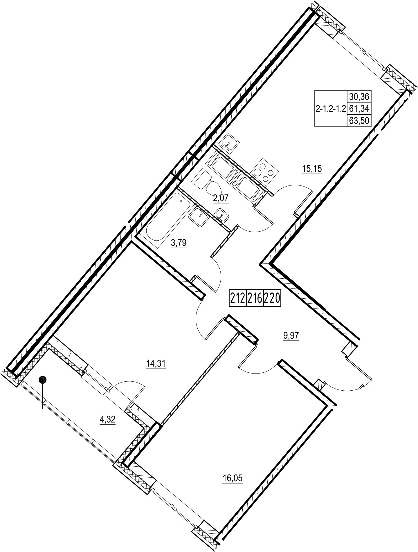 3-комнатная 65 м<sup>2</sup> на 19 этаже 3-комнатная 65 м<sup>2</sup> на 19 этаже