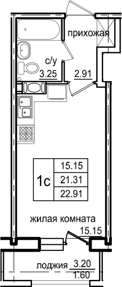 Студия 24 м<sup>2</sup> на 11 этаже Студия 24 м<sup>2</sup> на 11 этаже