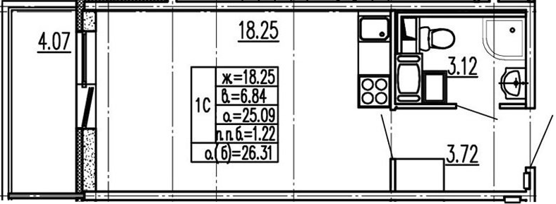 Студия 29 м<sup>2</sup> на 14 этаже Студия 29 м<sup>2</sup> на 14 этаже