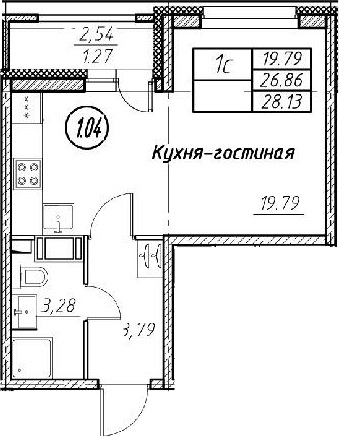 Студия 29 м<sup>2</sup> на 13 этаже Студия 29 м<sup>2</sup> на 13 этаже