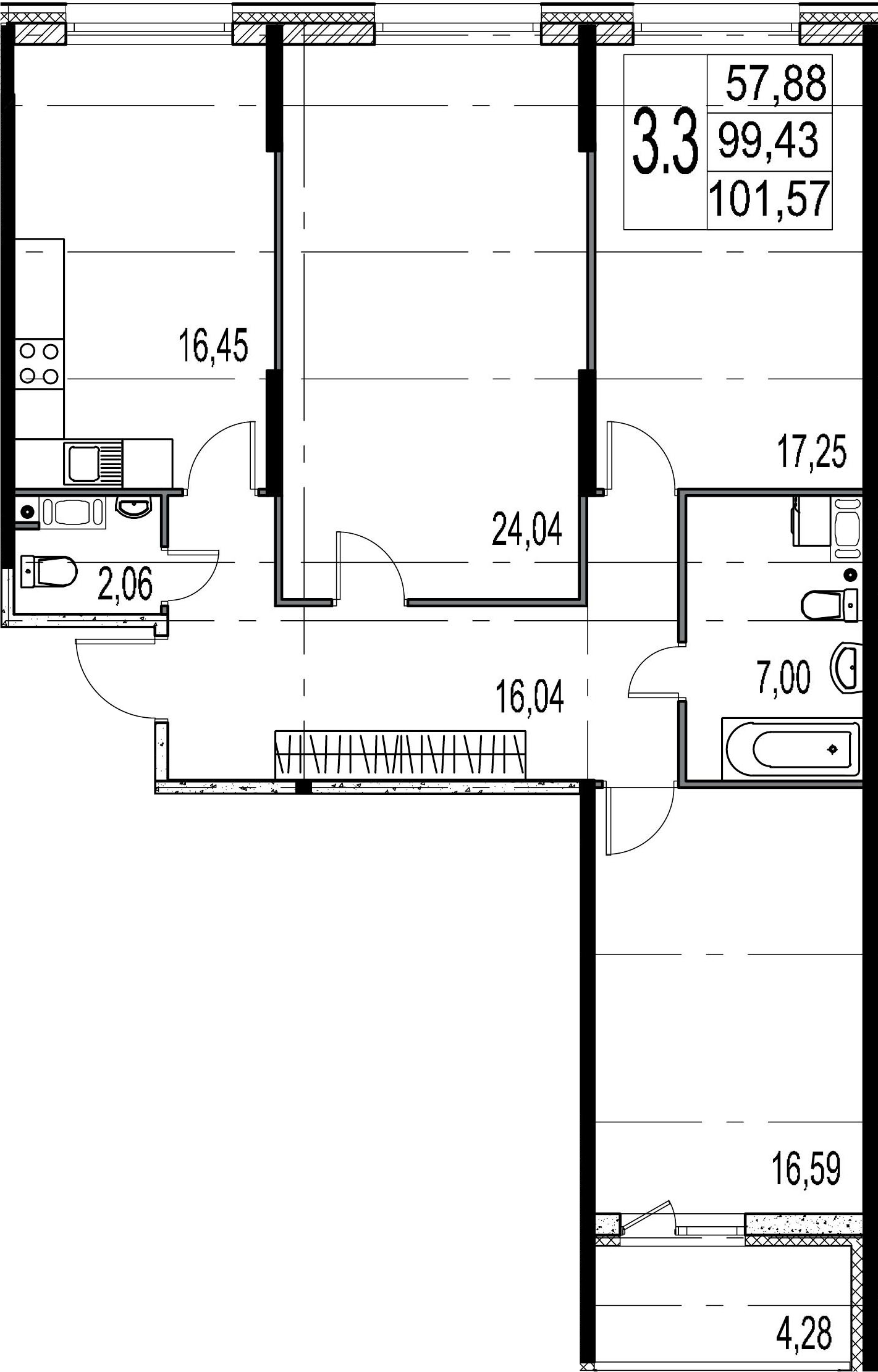 Продажа 3-комнатной новостройки, Санкт-Петербург, ул Александра Матросова,  д. 2