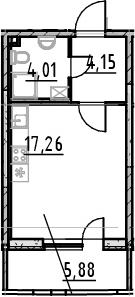 Студия 31 м<sup>2</sup> на 4 этаже Студия 31 м<sup>2</sup> на 4 этаже