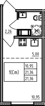 Студия 21 м<sup>2</sup> на 5 этаже Студия 21 м<sup>2</sup> на 5 этаже
