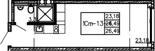 Студия 26 м<sup>2</sup> на 6 этаже Студия 26 м<sup>2</sup> на 6 этаже