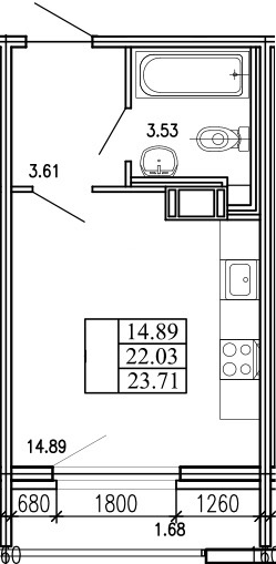 Студия 25 м<sup>2</sup> на 5 этаже Студия 25 м<sup>2</sup> на 5 этаже