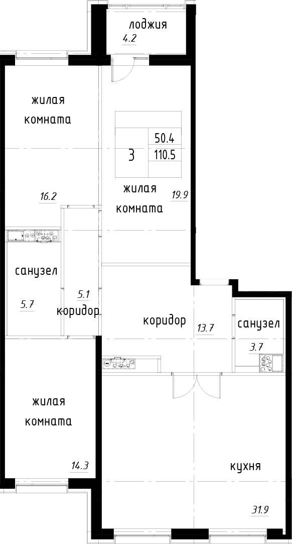 4-комнатная 114 м<sup>2</sup> на 12 этаже 4-комнатная 114 м<sup>2</sup> на 12 этаже