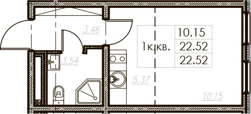 Студия 22 м<sup>2</sup> на 2 этаже Студия 22 м<sup>2</sup> на 2 этаже