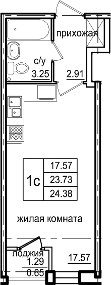 Студия 25 м<sup>2</sup> на 1 этаже Студия 25 м<sup>2</sup> на 1 этаже