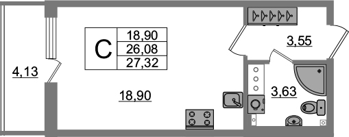 Студия 30 м<sup>2</sup> на 3 этаже Студия 30 м<sup>2</sup> на 3 этаже