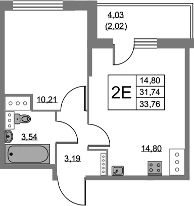 2-комнатная 35 м<sup>2</sup> на 19 этаже 2-комнатная 35 м<sup>2</sup> на 19 этаже