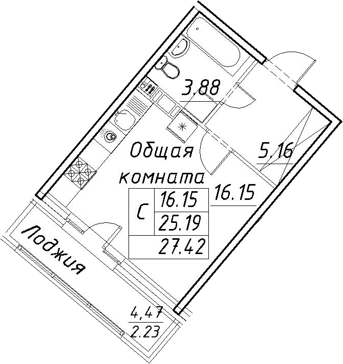 Студия 29 м<sup>2</sup> на 4 этаже Студия 29 м<sup>2</sup> на 4 этаже
