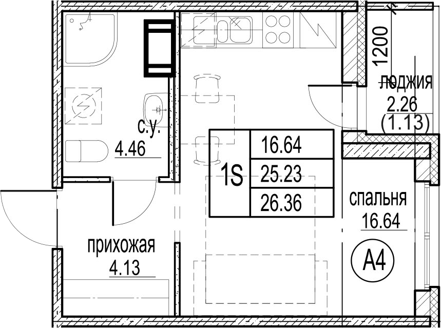 Студия 27 м<sup>2</sup> на 4 этаже Студия 27 м<sup>2</sup> на 4 этаже