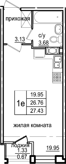 Студия 28 м<sup>2</sup> на 4 этаже Студия 28 м<sup>2</sup> на 4 этаже