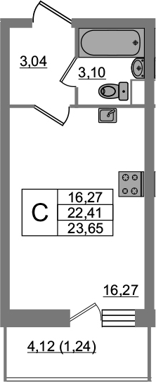 Студия 26 м<sup>2</sup> на 2 этаже Студия 26 м<sup>2</sup> на 2 этаже
