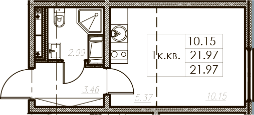 Студия 21 м<sup>2</sup> на 4 этаже Студия 21 м<sup>2</sup> на 4 этаже