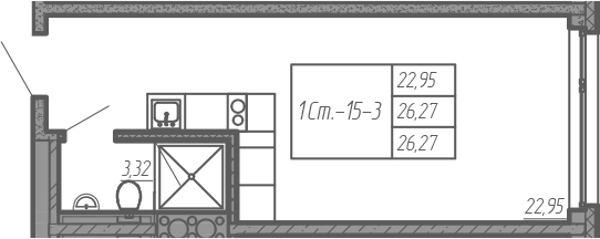 Студия 26 м<sup>2</sup> на 13 этаже Студия 26 м<sup>2</sup> на 13 этаже