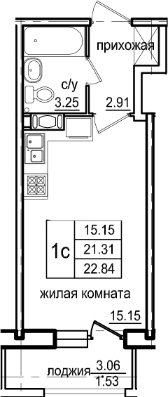 Студия 24 м<sup>2</sup> на 6 этаже Студия 24 м<sup>2</sup> на 6 этаже