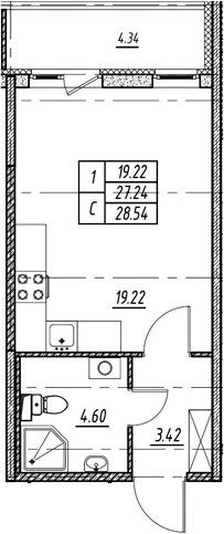 Студия 31 м<sup>2</sup> на 1 этаже Студия 31 м<sup>2</sup> на 1 этаже