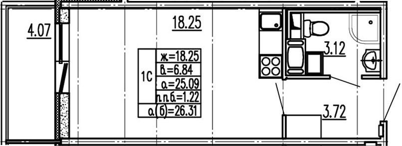 Студия 29 м<sup>2</sup> на 14 этаже Студия 29 м<sup>2</sup> на 14 этаже