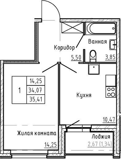 1-комнатная 36 м<sup>2</sup> на 1 этаже 1-комнатная 36 м<sup>2</sup> на 1 этаже