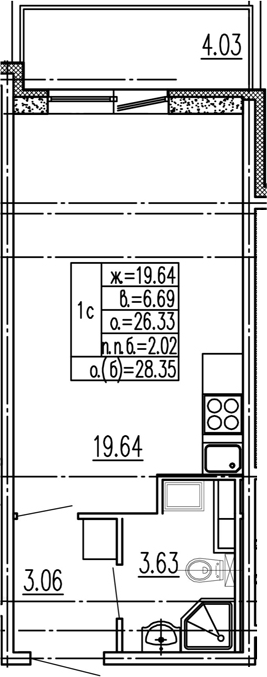 Студия 30 м<sup>2</sup> на 2 этаже Студия 30 м<sup>2</sup> на 2 этаже